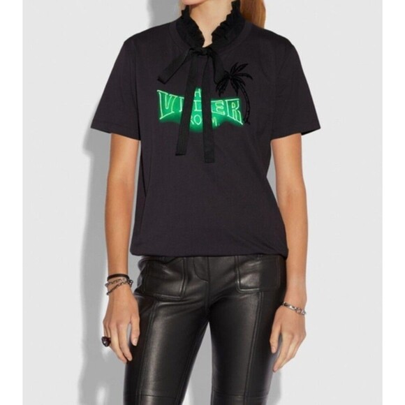 Coach x The Viper Room Ladies T-shirt Ruffles Size Medium‎ RARE - Picture 1 of 9